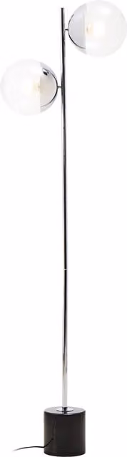 Orsina Silver Metal and Glass Minimalist Floor Lamp with Sphere Design