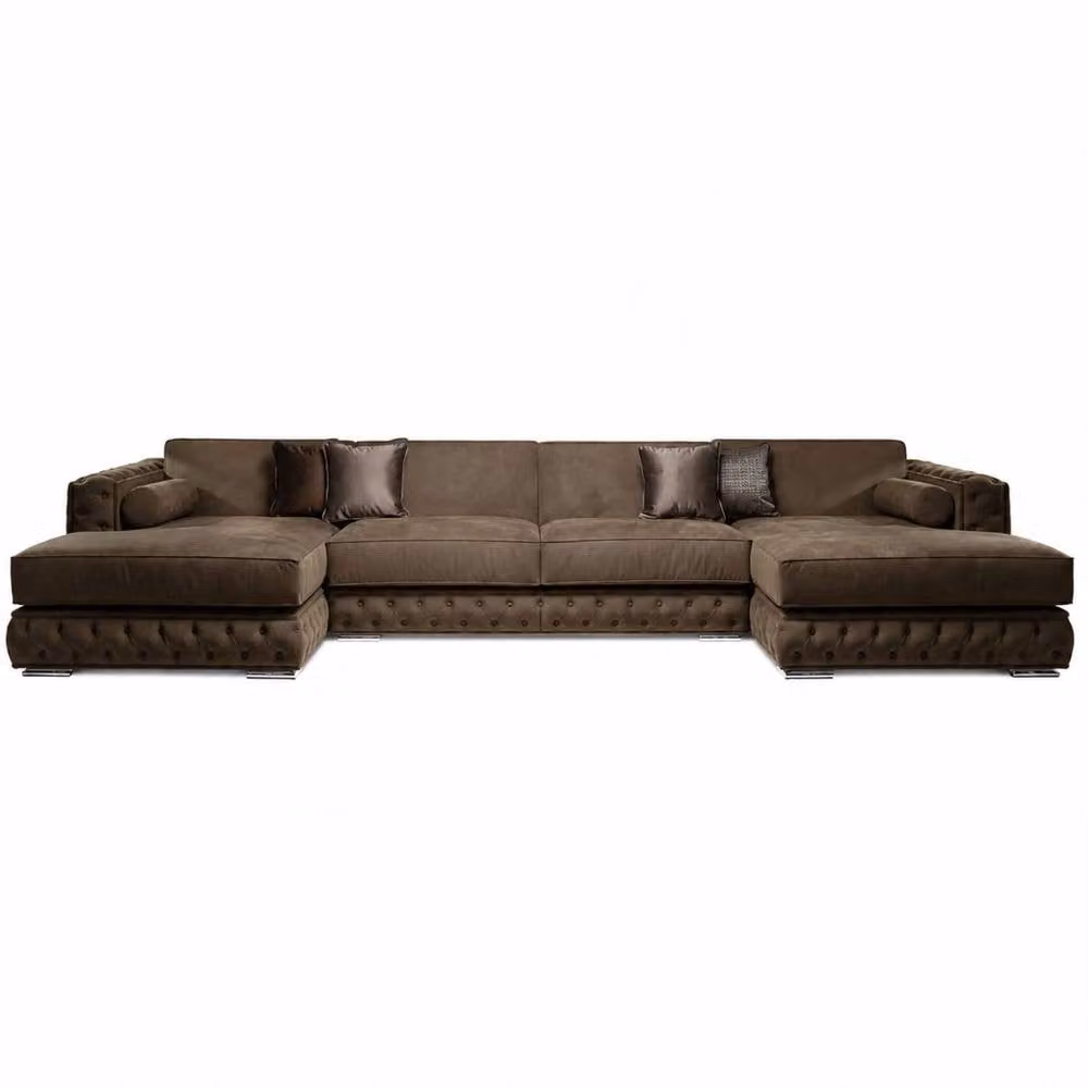 SNUG FURNITURE BIRMINGHAM LTD Monaco Modular U-Shaped Corner Sofa in Brown Fabric – 2