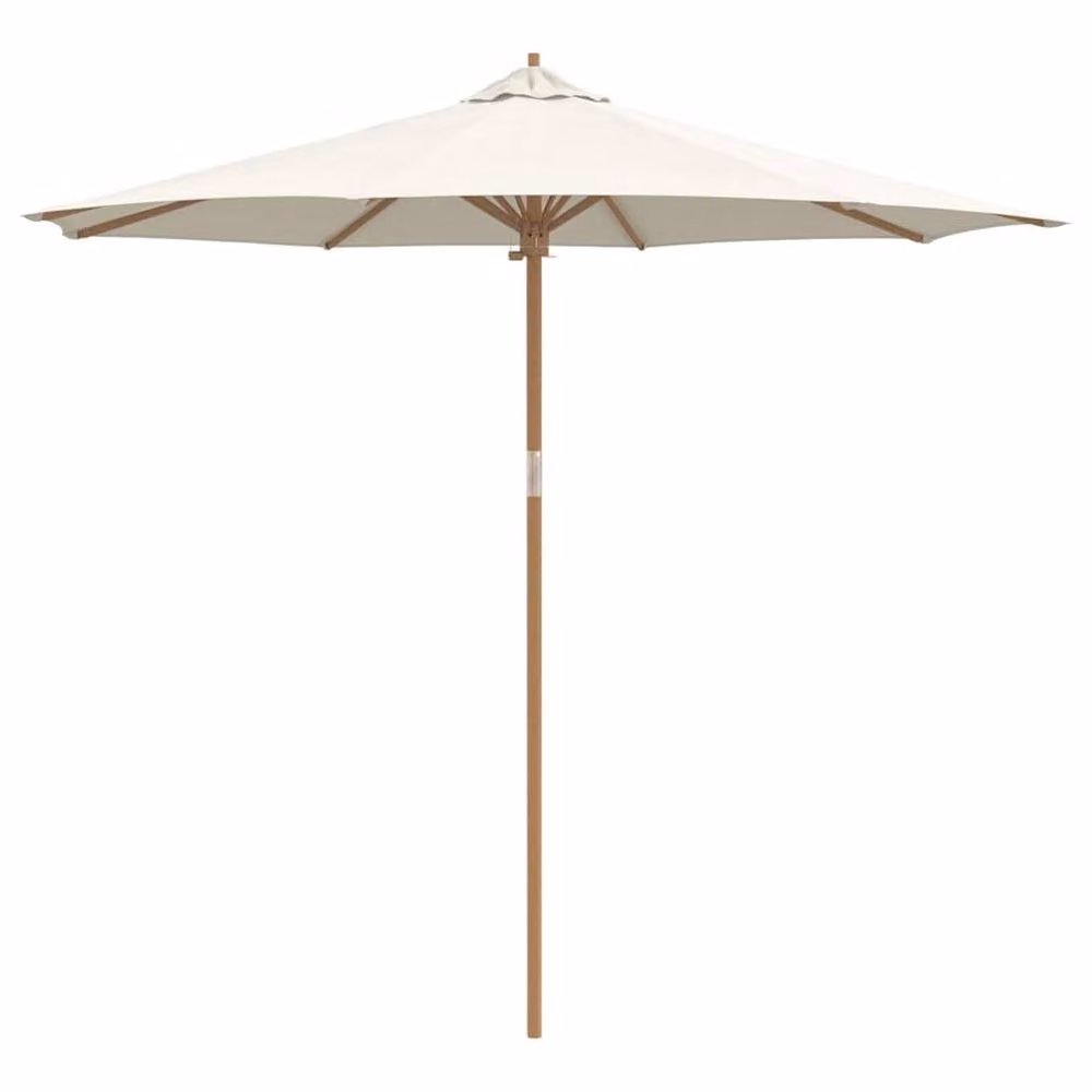 Berkfield Home Elegant White Garden Parasol with Bamboo Wood Frame W: 270 cm, D: 261 cm – 2