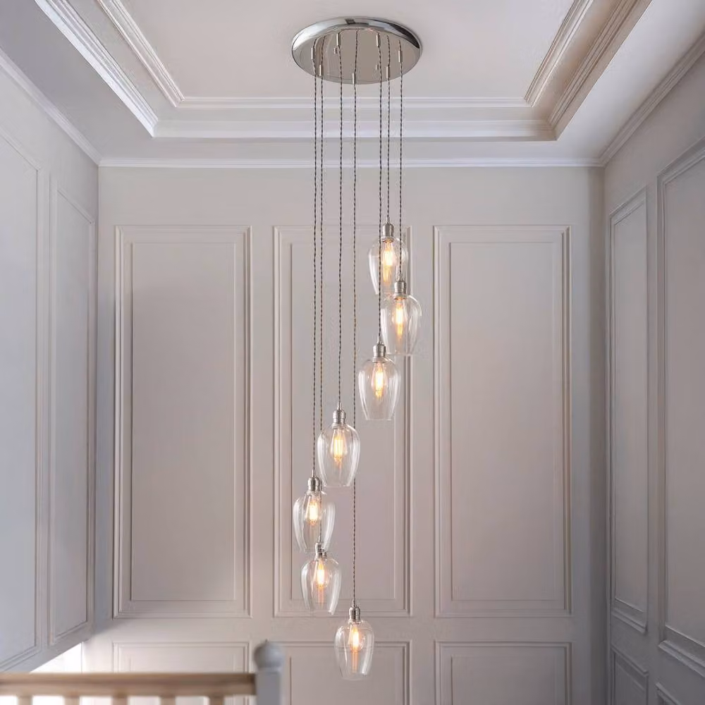 Netlighting Livorno Cluster Pendant Light with 7 Transparent Glass Shades in Grey – 2