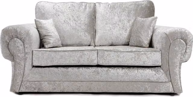Furnishings For Less UK Chelsea Large 2 Seater Sofa in Silver Crushed Velvet with Rolled Arms