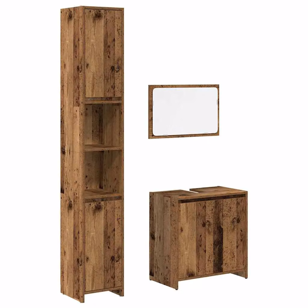 Berkfield Home 3 Piece Vintage Bathroom Furniture Set in Brown and Multicolour Engineered Wood – 2