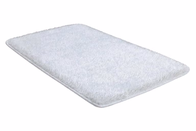 RugsX White Rectangular Bath Mat, W: 50 cm, D: 80 cm, H: 1 cm