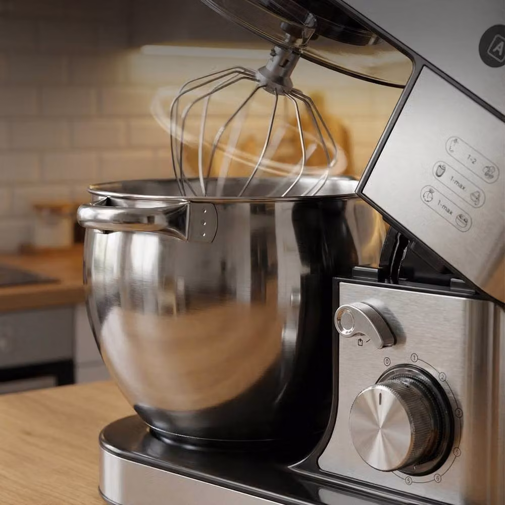 AFRA 2000W 8L Stand Mixer in Silver with 6 Speeds, Pulse Function and Stainless Steel Bowl – 4