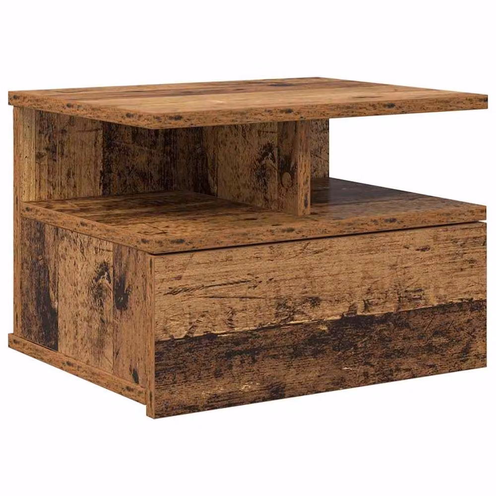 Berkfield Home Classic Floating Nightstand in Brown Old Wood, W/D/H: 40 x 31 x 27 cm – 3