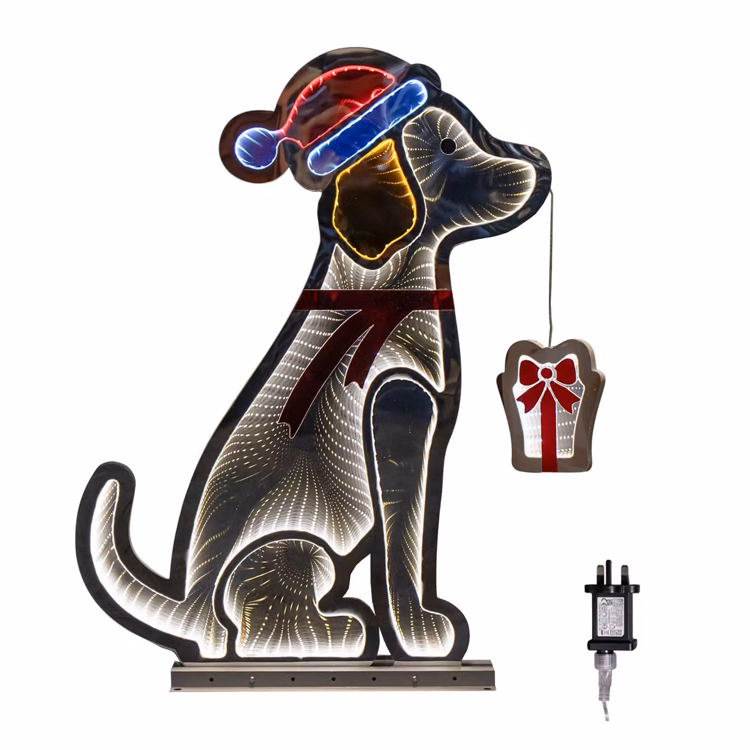 Samuel Alexander LED Infinity Standing Dog Christmas Decoration in White and Multicolour, Height: 78 cm – 2
