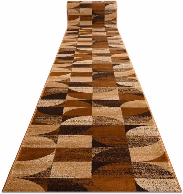 RugsX Royal H387 Geometric Runner in Brown, W: 80 cm, L: 290 cm