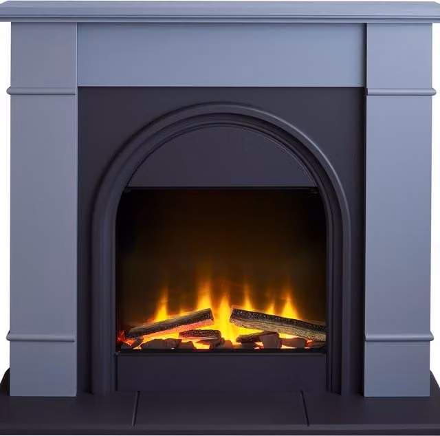 Adam Chesterfield Electric Fireplace Suite in Charcoal Grey, 44 Inch