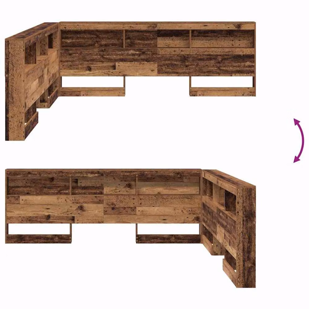 Berkfield Home Storage Headboard with Integrated Shelf in Old Wood Brown, 200 cm – 7