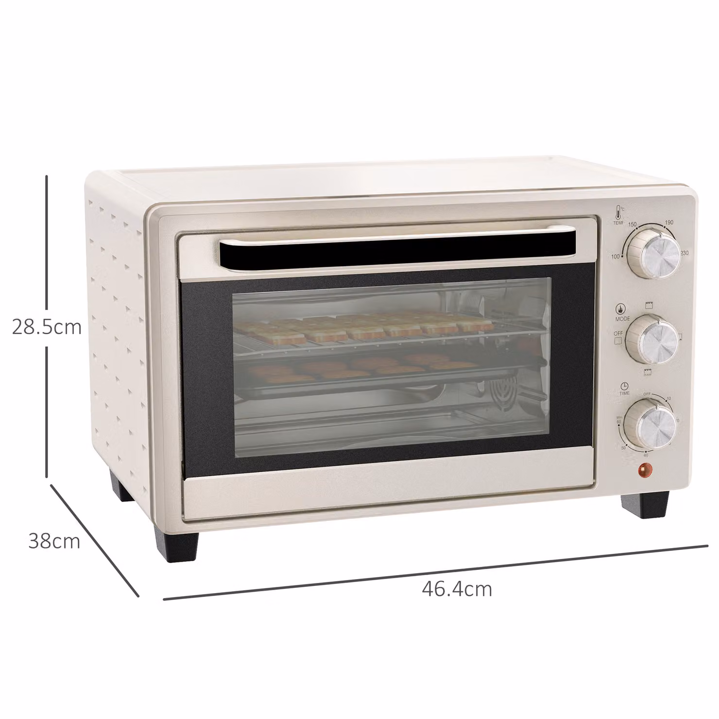 HOMCOM 21L Mini Countertop Electric Oven and Grill in Beige, 1400W with Timer and Adjustable Temperature – 3