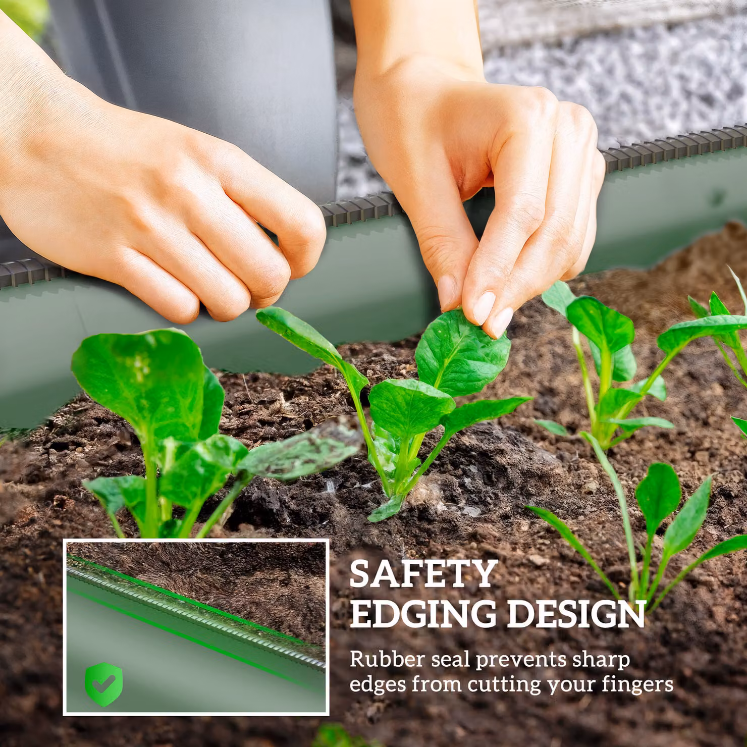 Outsunny Galvanised Steel Raised Garden Bed with Safety Edging in Grey – 5