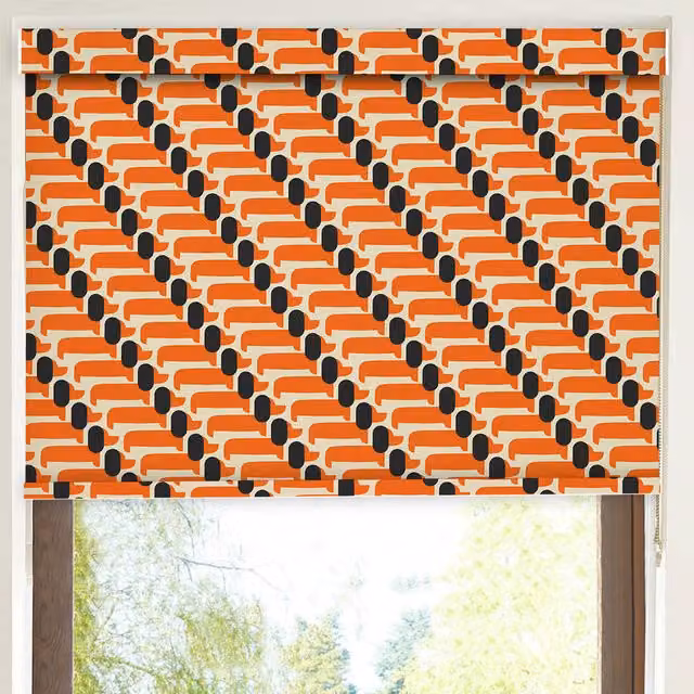 Orla Kiely Dog Show Translucent Made to Measure Roller Blind in Persimmon Orange