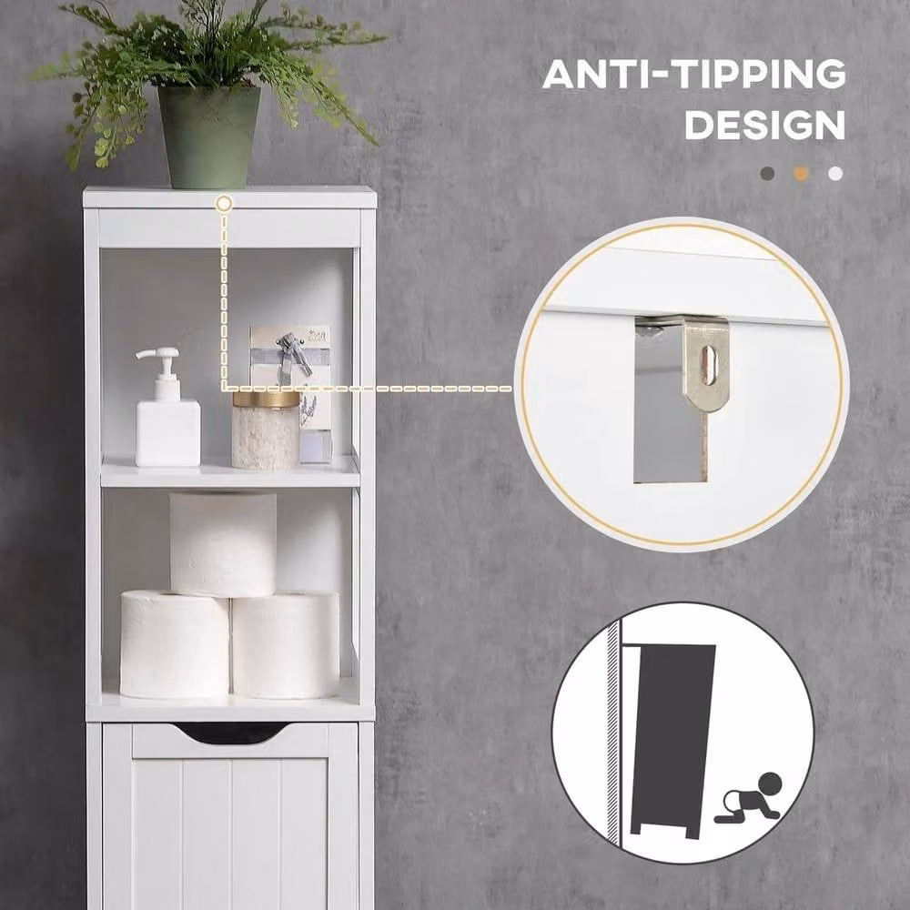 EONLION Slim Modern Bathroom Storage Unit with 3 Drawers in White Matt – 3