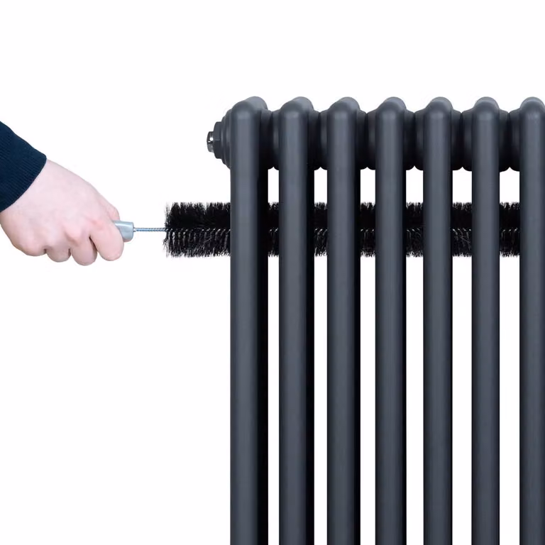 Monstershop Traditional 4 Column Steel Radiator and Thermostatic Radiator Valve Set in Anthracite Grey, W/H: 180 x 29 cm