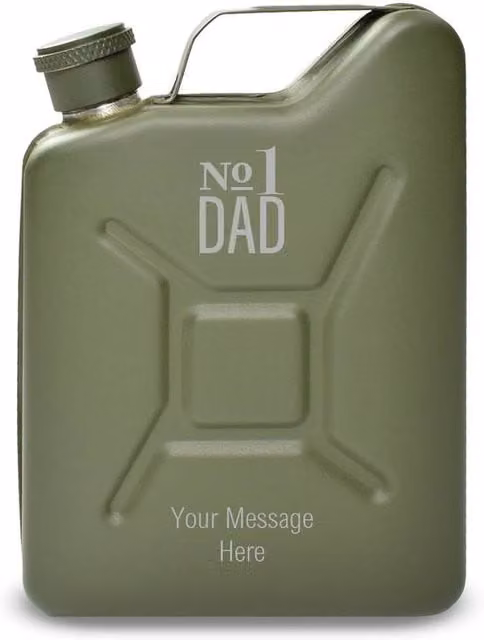 Uniqueful Personalised Engraved Green Jerry Can Hip Flask No.1 Dad Design, 100ml – 1