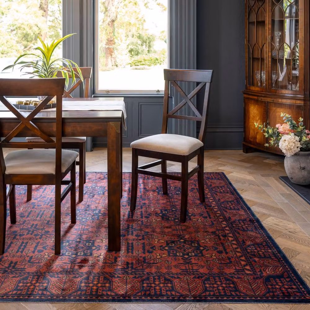Kukoon Red and Blue Traditional Persian Oriental Area Rug, W/D: 80 x 150 cm – 3