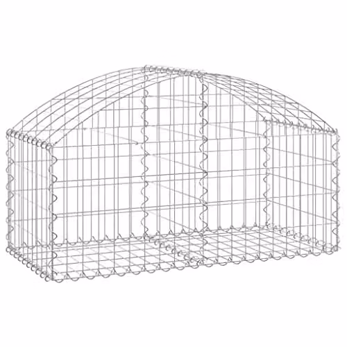 vidaXL Arched Gabion Basket in Silver Galvanised Steel, W/D/H: 100 x 50 x 40/60 cm