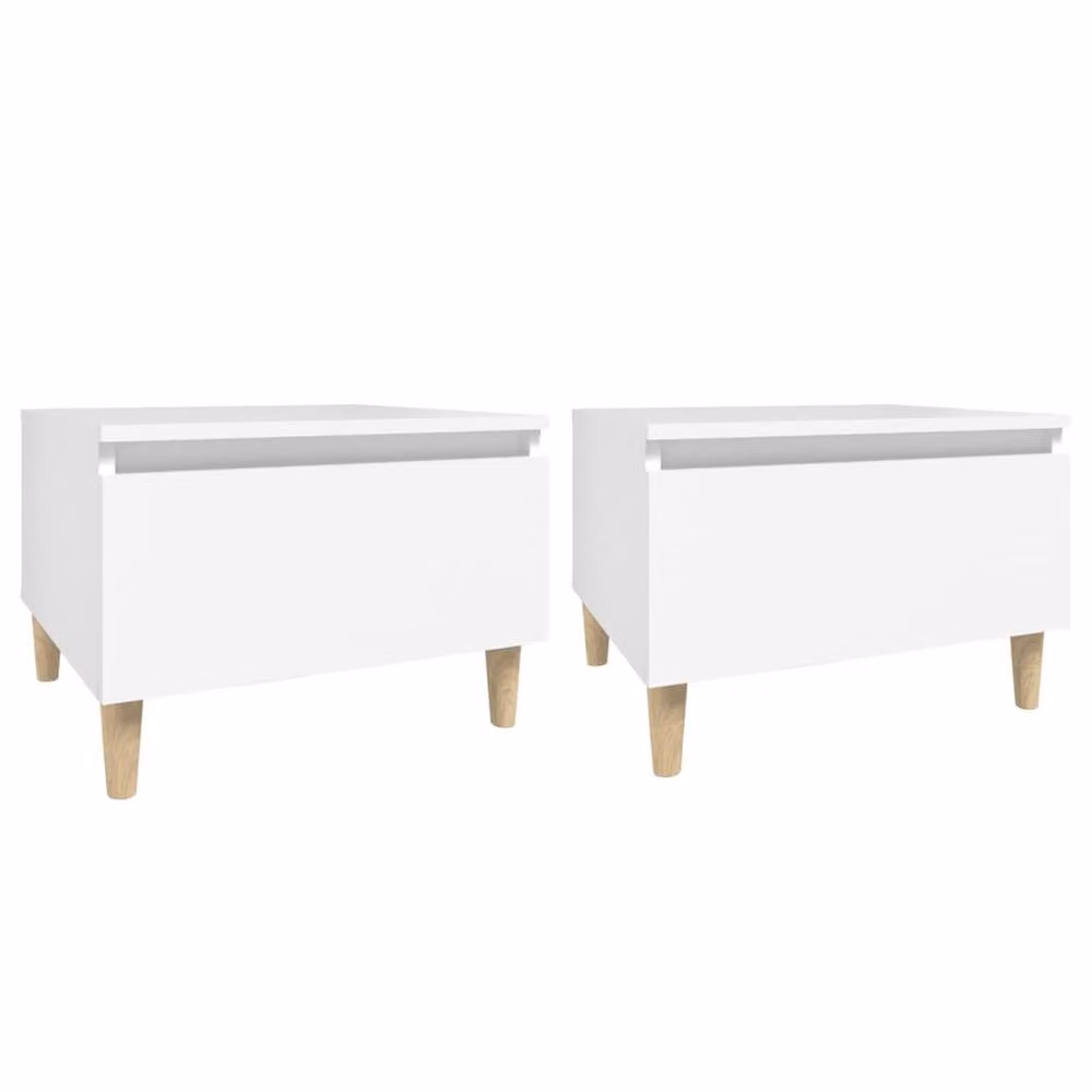 Berkfield Home Set of 2 White Square Side Tables in Engineered Wood, W/D/H: 50 x 46 x 35 cm – 1