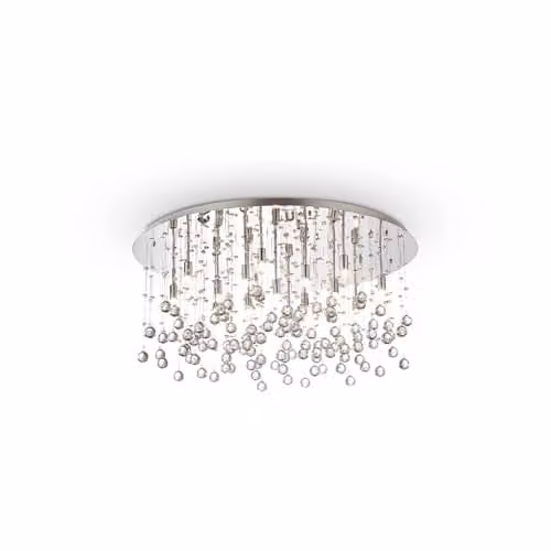Netlighting Moonlight 15 Light Extra Large Semi Flush Ceiling Pendant in Chrome and Grey with Crystal Details