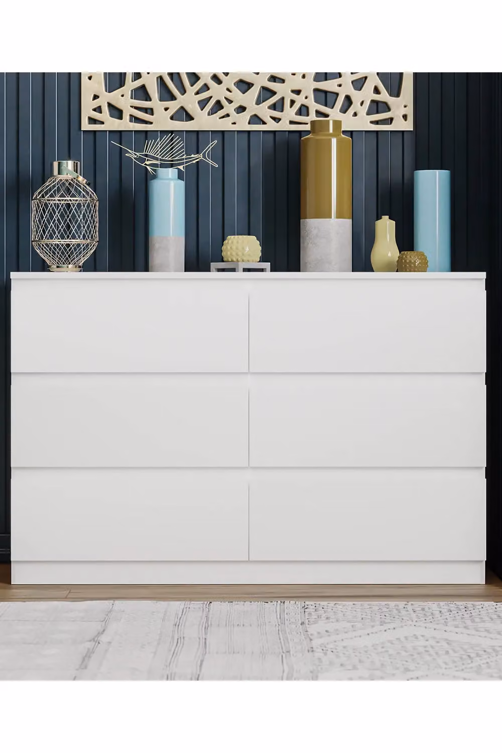 Vida Designs Denver 6 Drawer Chest of Drawers in White – 3