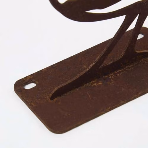 HOMESCAPES Brown Steel Robin Bird Garden Fence Topper – 3