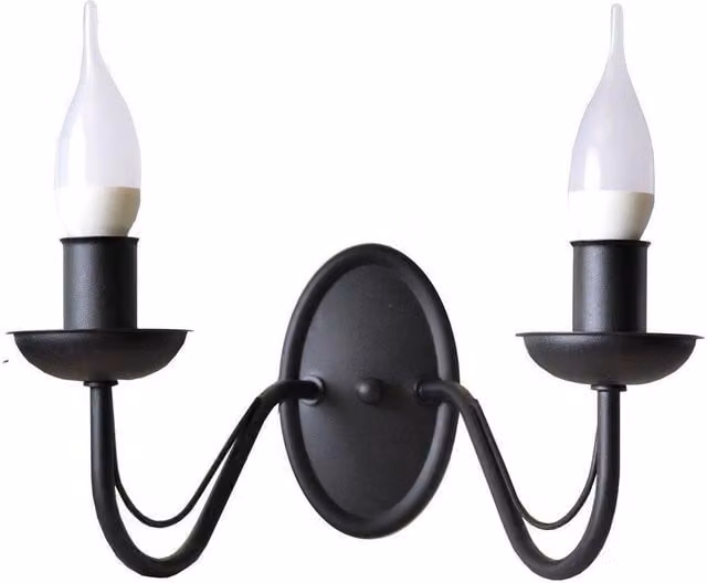 Netlighting Malbo Black Metal Candle Wall Lamp, Height: 32 cm