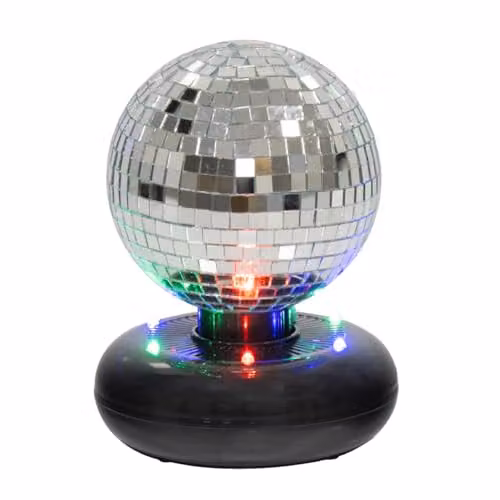 Global Gizmos 45869 Mini LED Disco Ball, Silver USB Powered Mirror Ball for Tabletop and Childrens Rooms
