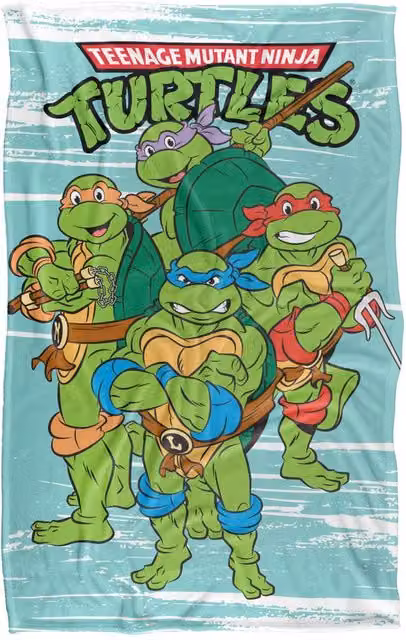 LOGOVISION Nickelodeon TMNT Turtle Group Super Soft Silky Feel Fleece Blanket, Multicolour – 5