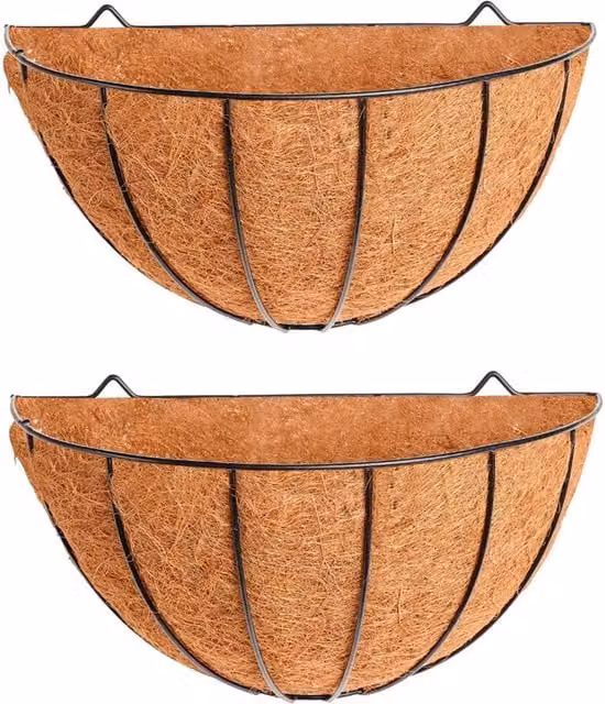 Ambassador Black Steel Hanging Wall Basket Planter with Coco Liner
