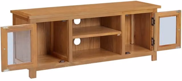 Berkfield Home Rustic Solid Oak Wood TV Cabinet in Brown, W/D/H: 110 x 35 x 44 cm