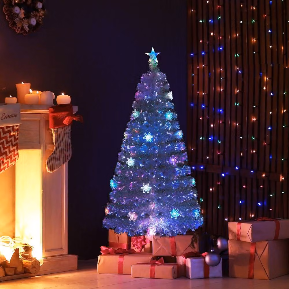 Costway 4ft Pre-Lit White Fiber Optic Artificial Christmas Tree – 3