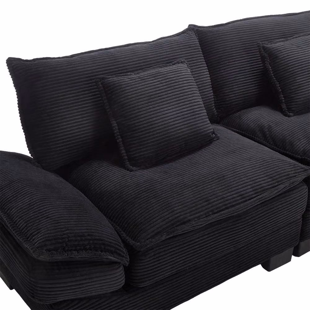 GOMYWAY Matteo Oversized Corduroy 2 Seater Loveseat in Black – 5