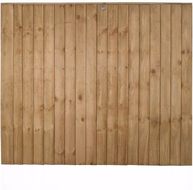 Forest Garden Pressure Treated Brown Vertical Board Wood Fence Panel Pack of 3, H: 154 cm, W: 182.8 cm