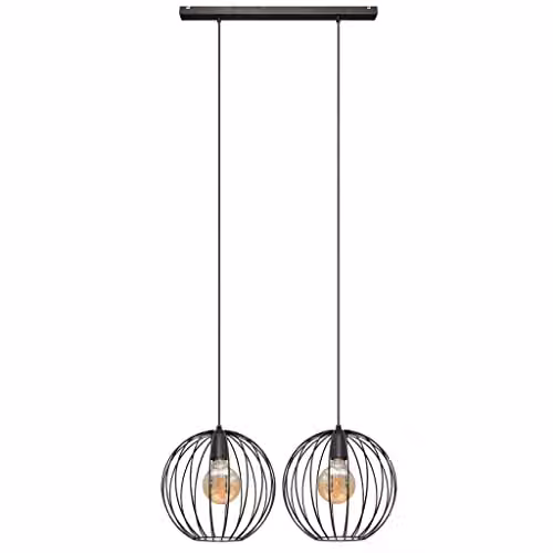 Netlighting Helam Mercure Straight Bar Pendant Ceiling Light in Black, 70 cm