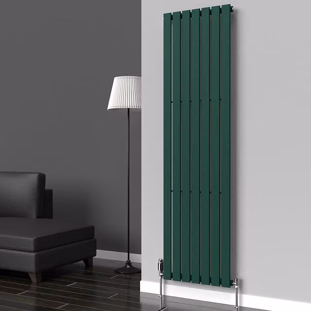 Lux Heat Flat Coloured Vertical Radiator in Green, H 180 cm x W 49 cm