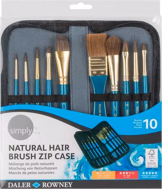 Daler-Rowney Simply Water Colour Brush Zip Case, Blue