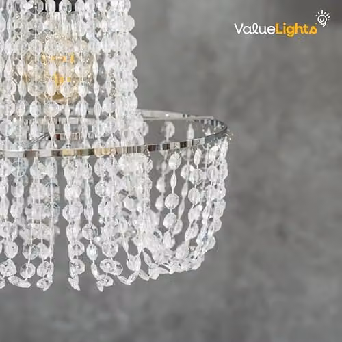 ValueLights Silver Jewel Acrylic Droplet Chandelier Pendant Light Shade, Width: 28 cm – 2