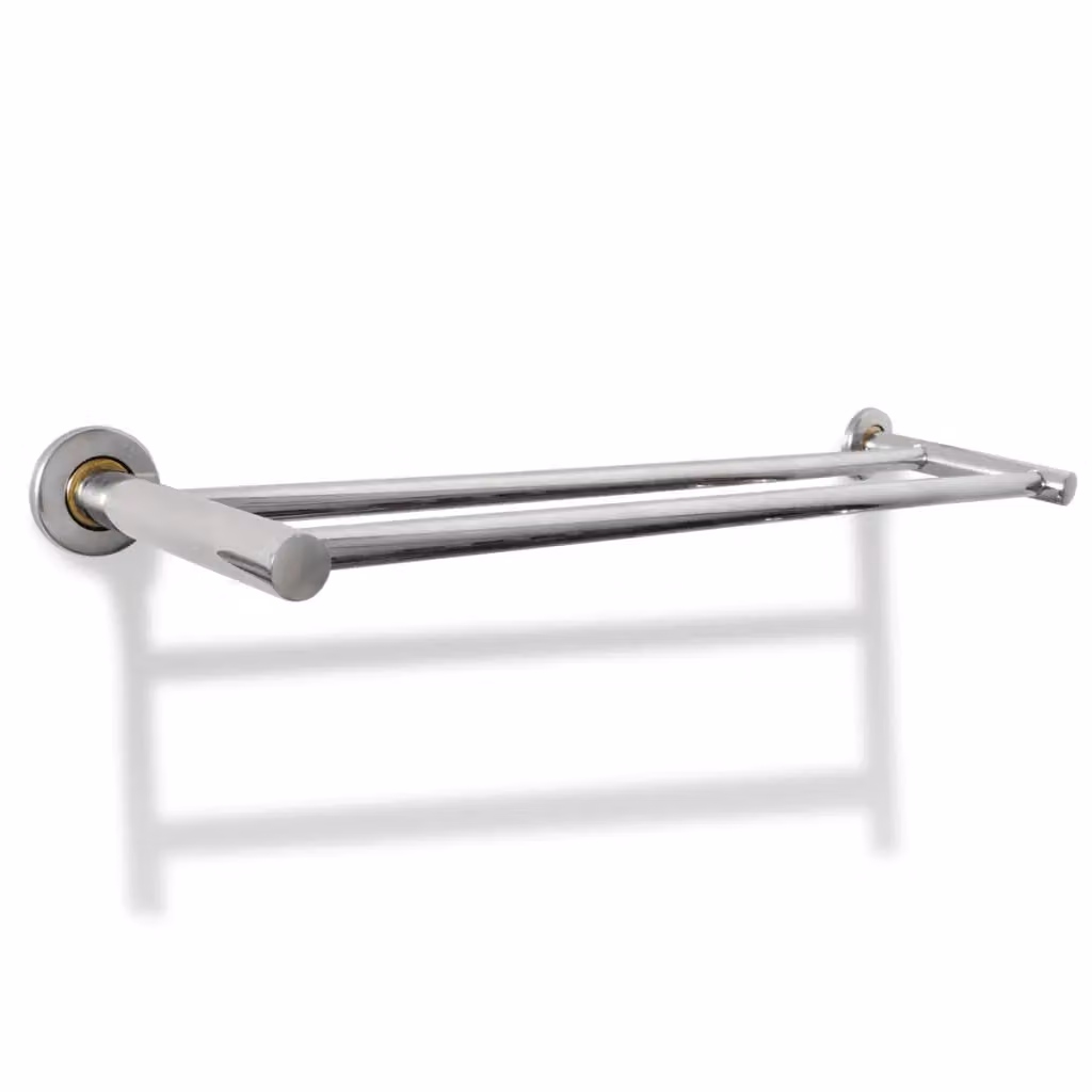 Berkfield Home Stainless Steel 2-Tube Towel Rack in Silver – 2