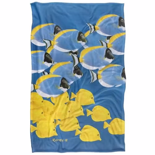 JQ Licensing Royce Mcclure Tang Tropical Fish Super Soft Silky Touch Fleece Throw Blanket, Multicolour, W/D/H: 91 x 147 cm