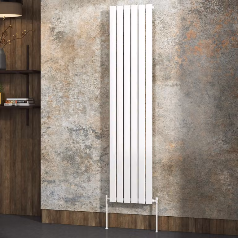 Fluxx White Single Flat Panel Vertical Designer Steel Radiator, H: 180 cm, W: 40.8 cm