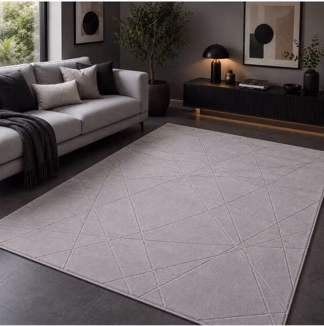 Groundlevel The Signature Soft Washable Geometric Rug in Silver/Grey, W/D/H: 230 x 160 cm – 2