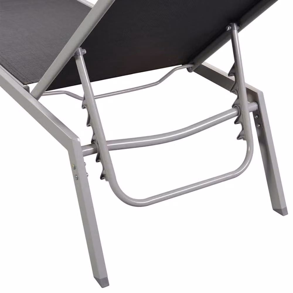 Berkfield Home Sun Lounger in Black Textilene with Powder Coated Steel Frame – 4