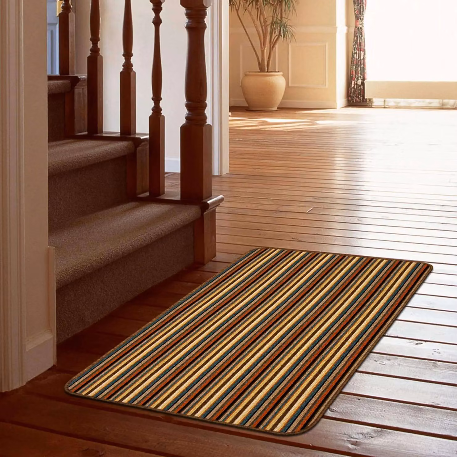 THE RUGS Washable Nonslip Striped All-Purpose Mat, Multicolour, W: 50 cm, D: 80 cm – 2