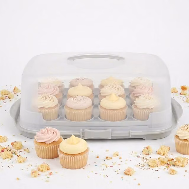 Storm Trading Group Transparent Plastic Cupcake Caddy Storage Container with Lid and Carry Handles