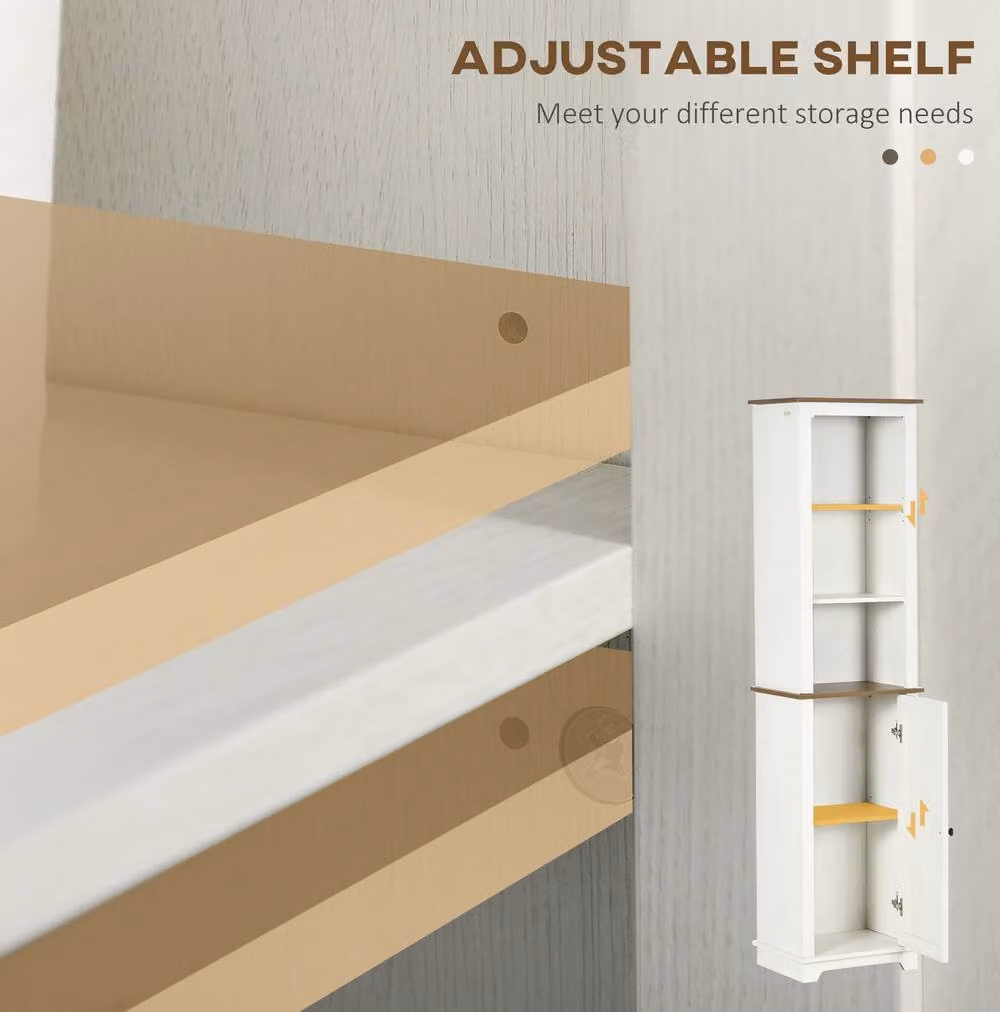 STILVORA Freestanding White Bathroom Cabinet with Internal Shelves and Hinged Doors – 3