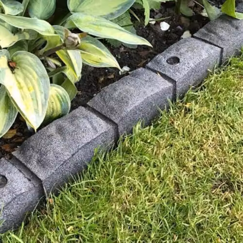 Primrose Pack of 2 Grey Roman Stone Effect Recycled Rubber Garden Edging Brick Design 2.4m