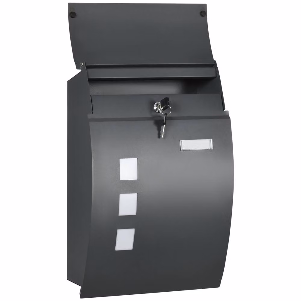 STILVORA Wall Mounted Steel Letterbox in Grey, W/D/H: 32.0 x 45.0 x 10.0 cm – 4
