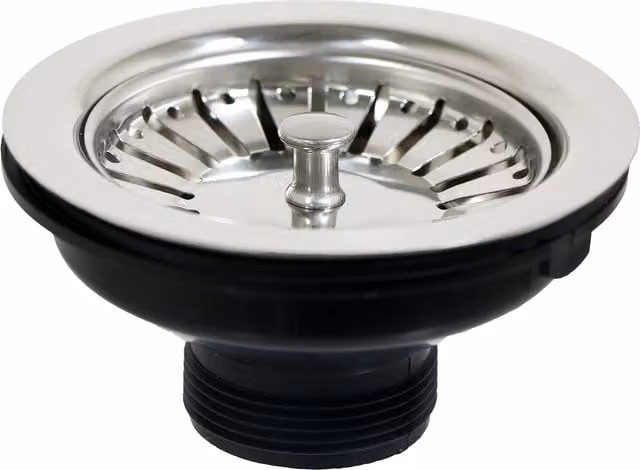SPARES2GO Chrome Plated Stainless Steel Sink Strainer Basket Waste Drain Plug for Basin, Silver, 40mm, 1 1/2"