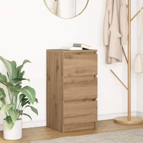vidaXL Artisan Oak Sideboard in Brown, W/D/H: 37.5 x 35.0 x 76.0 cm – 1
