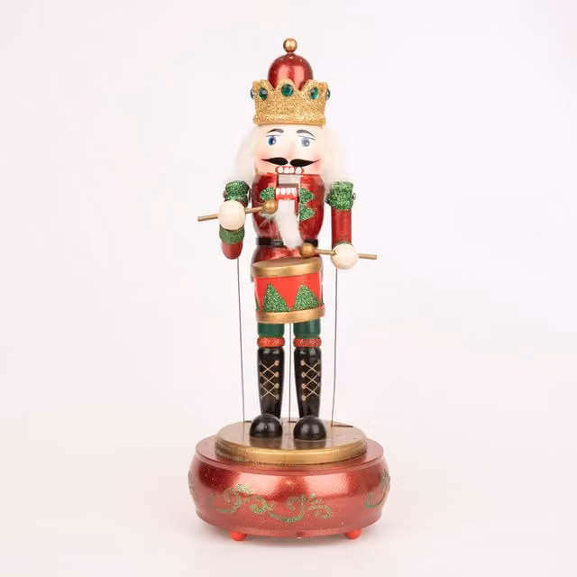 Shatchi Musical Animated Wooden Nutcracker Soldier Christmas Ornament, Multicolour, Height: 30 cm – 1